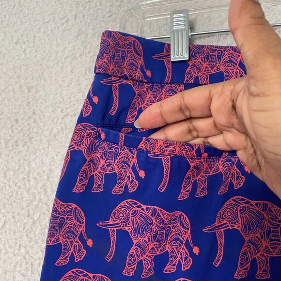 Hatley Womens Knee Skirt Size 6 Cotton Graphic Elephant Print Pink‎ Blue - Picture 4 of 13